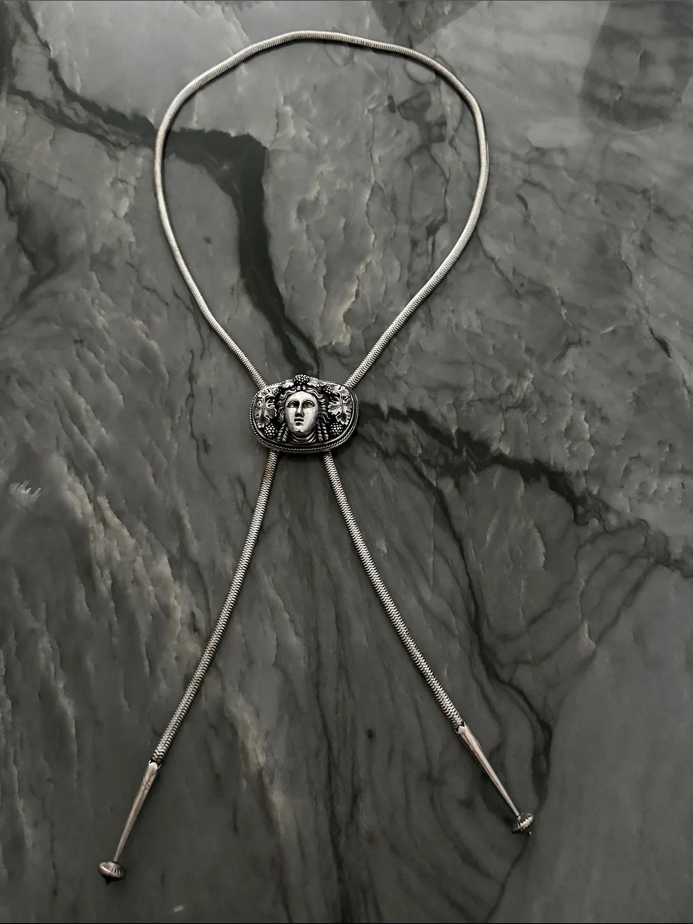 Henry Winograd HW999 Fine Silver Bacchus Bolo Tie